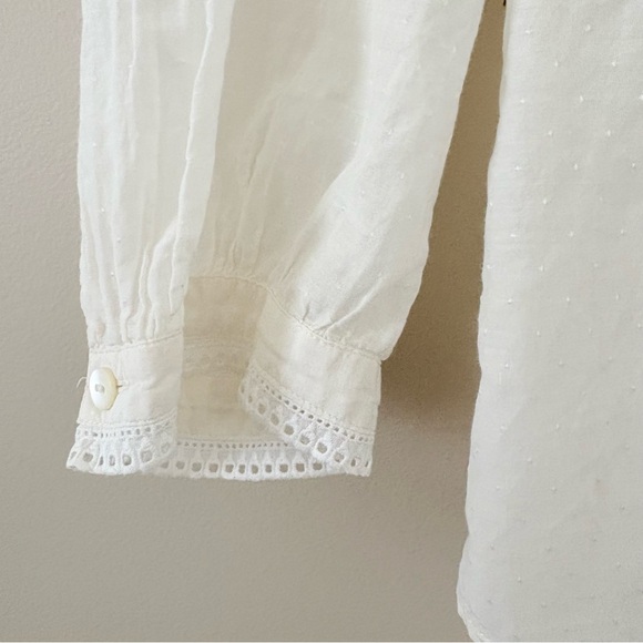 See by Chloé Ivory Ruffled Bib Blouse Cotton Silk Romantic Top Size 38 (US 2) - Picture 6 of 11